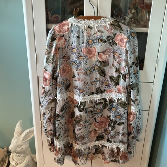 For Love and Lemons sz S Floral Lace Trim Women's Tunic Top Mini Dress euc - Picture 9 of 13